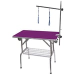 Phoenix Table Pliante avec Roue Potence Simple Plateau pour Chien Violette 95 x 55 cm