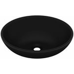 Helloshop26 - Lavabo ovale de luxe vasque à poser de toilette lave-mains de salle de bain salle cosmétique maison intérieur 40 x 33 cm céramique noir