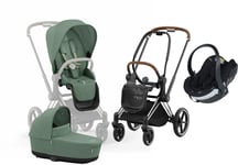 Cybex Priam Duovagn inkl. BeSafe iZi Go Modular X2, Leaf Green/Chrome Brown