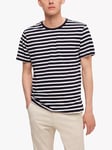 SELECTED HOMME Stripe Organic Cotton T-Shirt, Navy Blazer