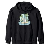 Funny Ghost Stand Up Paddle Halloween Lake Summer Costume Zip Hoodie