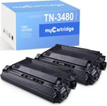 TN3480 TN-3480 Cartouche de Toner Compatible avec Brother MFC-L6900DW HL-L6300DW HL-L6400DW DCP-L5500DN HL-L5100DN HL-L5200DW MFC-L6800DW pour Brother TN3480 TN 3480 Toner (2 Noir)