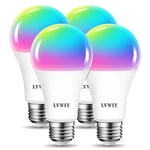 LVWIT E27 WiFi Dimmable Smart LED Bulb, 12W Repace 100 Watt, 1521Lm, Compatible with Alexa, Echo and Google Assistant, Dimmed TUYA/Smart Life APP, 4 Pack