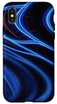 Coque pour iPhone X/XS Vagues avec fond noir de couleur bleue