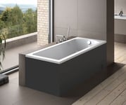 Baignoire rectangulaire + tablier noir + repose tête - SHEA - 150 x 70 cm