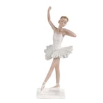 Baroni Home Figurine en résine pour décoration de la Maison et du Bureau, Statue en Forme de Ballerine, Robe Blanche, 10 x 9,5 x 23,5 cm