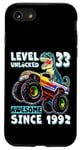 iPhone SE (2020) / 7 / 8 Level 33 Unlocked T Rex Monster Truck Dinosaur 33rd Birthday Case