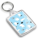 IP02 Passport Keyring  - Blue Polar Bear Penguin Winter Ice  #44385