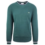 Lacoste Logo Mens Green Sweater Cotton - Size 2XL