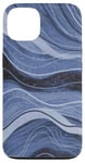 Coque pour iPhone 13 Bleu clair, bleu marine et motif tourbillons noirs