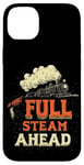 iPhone 14 Plus Cool Railroad with Full Steam Ahead Saying Costume Case