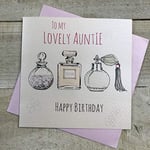 White Cotton Cards "to My Lovely Auntie Happy Birthday Bouteilles de Parfum Carte d'anniversaire, Blanc