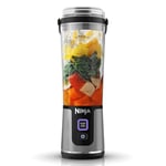 Ninja Blast Blender portable, 530 ml, couvercle résistant aux fuites et bec verseur, mini blender sans fil puissant, rechargeable, smoothies, shakes protéinés, mixe fruits et glaçons, noir, BC151EUBK