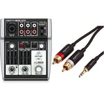 Behringer XENYX 302USB Premium 5-Input Mixer with XENYX Mic Preamp and USB/Audio Interface, Compatible with PC and Mac & Amazon Basics 3.5mm to 2-Male RCA Adapter Cable - 2.4m / 8 Feet