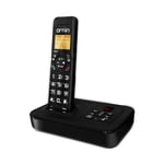 Ornin D1002B Cordless Home Phone with Answering Machine, ECO Technology, Rubber oil injection(Single Pack, Black)