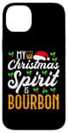 Coque pour iPhone 14 Plus My Christmas Spirit Is Bourbon. Boire de Noël drôle