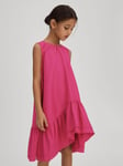 Reiss Kids' Voluminous Ruffle Swing Dress, Bright Pink