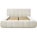 Lit coffre BOBOCHIC - Lit coffre DENALI tissu bouclette 140x190 Blanc