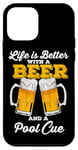 Coque pour iPhone 12 mini Life Is Better With A Beer And A Pool Queue de billard