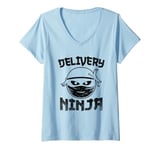 Womens Delivery Ninja Taxi Driver Cab Taxis Drivers V-Neck T-Shirt