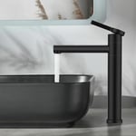 Robinet Salle de Bain Noir Mitigeur Lavabo Haut Bec Pivotant 360° Mitigeur pour Vasque Robinetterie de Lavabo en Acier Inox