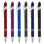 6 st kulspetspenna med stylusspets, 0,5 mm svart bläck metallpenna styluspenna 2 i 1 stylus kulspetspenna, utdragbara kulspetspennor present