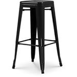 KOSMI - Tabouret de bar style industriel noir brillant - Hauteur 76 cm