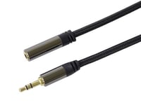 PremiumCord Câble d'Extension Jack HQ 3,5 mm, Fiche Jack 3,5 mm, Stereojack Mâle vers Femelle, Câble d'Extension Audio Pour Casque Auxiliaire, Blindé, Connecteur Métallique, Tressé, M/F, Longueur 1,5m