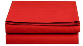 Elegant Comfort Linenstowelsquilts Drap Plat Anti-Plis et Anti-Taches 100% hypoallergénique en Microfibre Rouge King Size