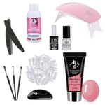 11st Acrylic Gel - Poly Builder Gel Kit med Led-lampa - Peony Rosa