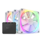 NZXT F120 RGB 120mm PWM Fan 3 Pack with Controller White - RF-R12TF-W1