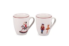 Villa d'Este Home Tivoli Lot de 2 tasses avec poignée 320 ml en porcelaine New Bone China, Xmas Rhapsody