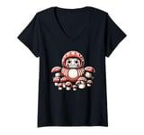 Womens Daruma Doll Japan Cottagecore Aesthetic Mushroom Hat V-Neck T-Shirt