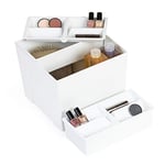 DISY Set boîte Organisateur et Porte-Objets pour Produits, cosmétiques, Maquillage, Salle de Bain, Mousse, ABS, Blanc, 254 x 254 x H 210 mm