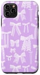 Coque pour iPhone 11 Pro Max Nœuds en dentelle vintage, dentelle blanche, dentelle esthétique sur mauve