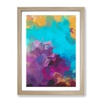 Ticket To Ride Abstract Framed Print for Living Room Bedroom Home Office Décor, Wall Art Picture Ready to Hang, Oak A3 Frame (34 x 46 cm)