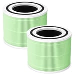 2 Pack Core 300S Replacement Filter Compatible with LEVOIT Core 300 and Core 300S Air Purifier, 3-in-1 True HEPA with High Efficiency Core 300 Filter Replacement, Green