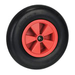 Relaxdays Roue de brouette 4.80/4.00-8, Caoutchouc en PU, Jante Plastique, Charge Max. : 100 kg, increvable, Rouge/Noir