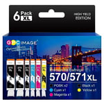 GPC Image Ink Cartridges Replacement for Canon PGI-570XL CLI-571XL Compatible with PIXMA MG5700 MG5750 MG5751 MG6850 MG6851 TS5050 TS5051 TS6050 MG6800 MG6850(PGBK Black Cyan Magenta Yellow,6-Pack)