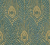 A.S Creation Luxury Peacock Bird Feather Design Wallpaper Turquoise Gold 36971-4