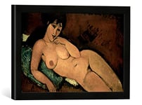 Kunst für Alle 'Encadré Image de Amedeo Modigliani Nu sur Coussin Bleu Impression d'art dans Main Haute qualité Cadre de Photos, 40 x 30 cm, Noir Mat