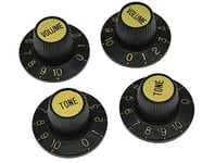 KAISH 4X Black with Gold Cap LP Guitar Witch Hat Knobs Top Hat Knob for Epiphone Les Paul SG