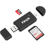 Vanja Lecteur de Cartes SD/Micro SD, USB Type C Micro USB OTG et Lecteur de Carte mémoire USB pour SDXC, SDHC, SD, MMC, RS-MMC, Micro SDXC, Micro SD, Carte Micro SDHC et UHS-I