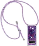 Collier Pour Samsung Galaxy S10 Silicone Coque Glitter Liquide Filles Femmes Étui Housse Étincelle À Bandoulière Et Cordon Collier Avec Réglable Cordon Lanière Pochette Pour Telephone Portable