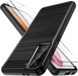 For Samsung Galaxy S21+ 5G Case Carbon Fibre Cover & Glass Screen Protector 