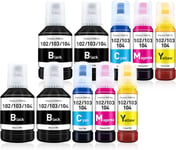 104 Encre Compatibles pour Epson 102 104 Cartouches d'encre pour Epson Ecotank ET-1810 ET-2821 ET-2810 ET-2812 ET-2820 ET-2850 ET-3850 ET-4800 ET-4850 ET-4856 ET-15000 ET-2856 ET-2862