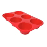 Guardini Juliette, Plaque à 6 muffins 16,5 x 25 cm, silicone alimentaire, couleur rouge