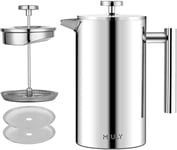 Cafetiere French Press Small Szie 350ml 12oz Stainless Filter Screens Silver