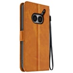 Avizar Folio case for Nothing Phone 2a Wallet with hand strap, Light Brown