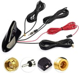 Dab+ Antenne Dab Amplificateur Antenne Autoradio AdaptateurDIN SMA Antenne Autoradio AM/FM GPS Toit Amplificateur Signal Car Shark Fin Antenne Adaptateur SMB Prise avec Câble RG174 5M